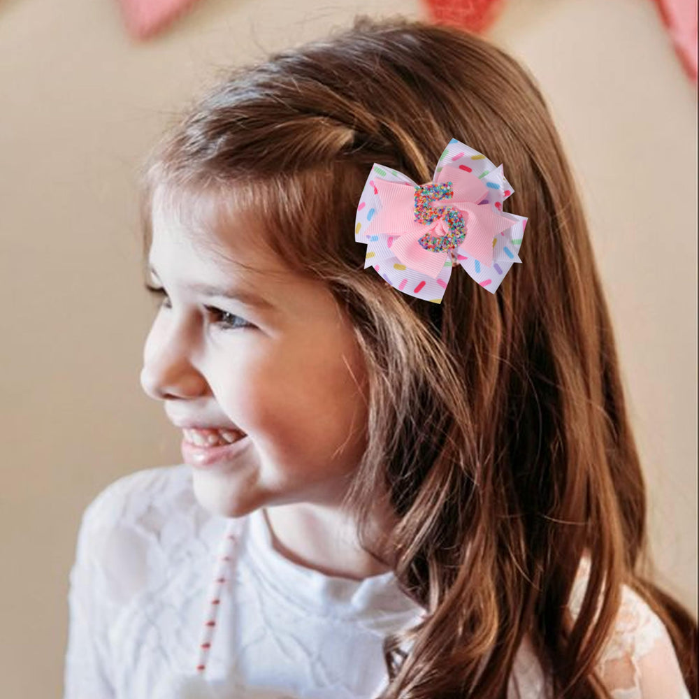 Jissoo hair clip two pink flowers echo sequins for cute coordinated style