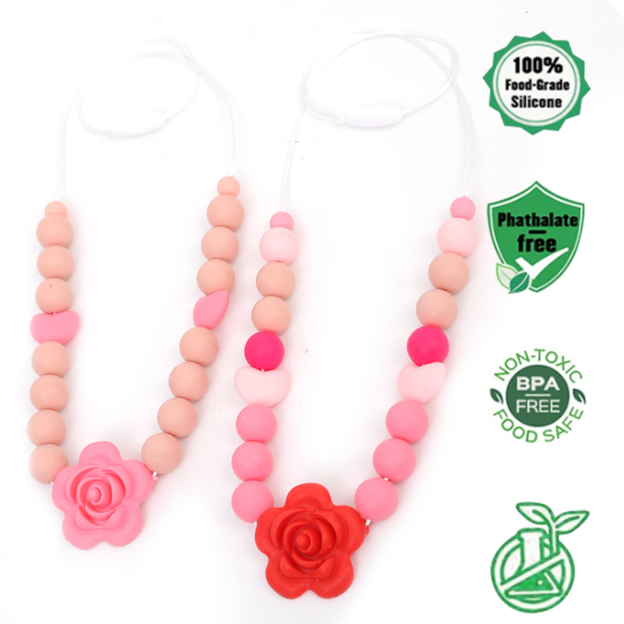 Jissoo rose necklace attracts baby's gaze during feedings