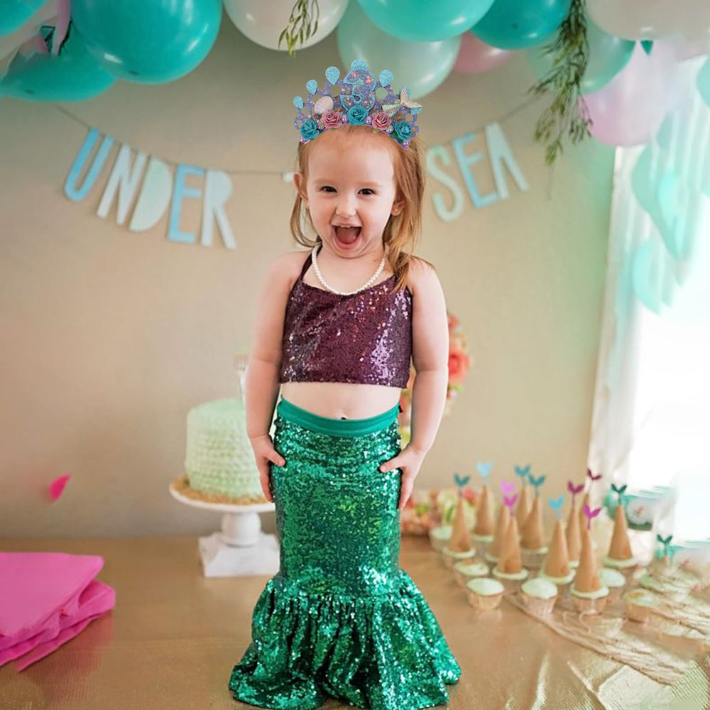 Jissoo Purple Mermaid Hairband for 3rd birthday photos with sparkling accents