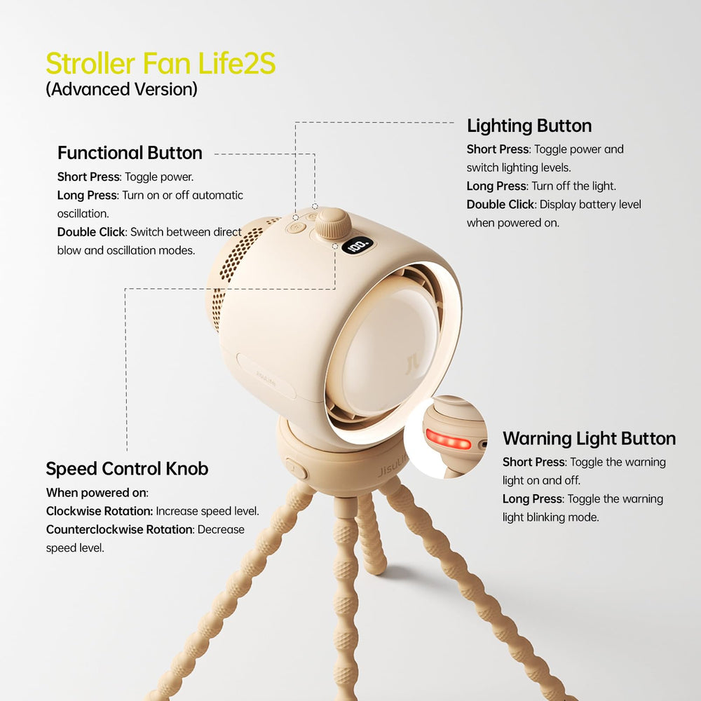 JISULIFE stroller fan portable battery for on-the-go cooling