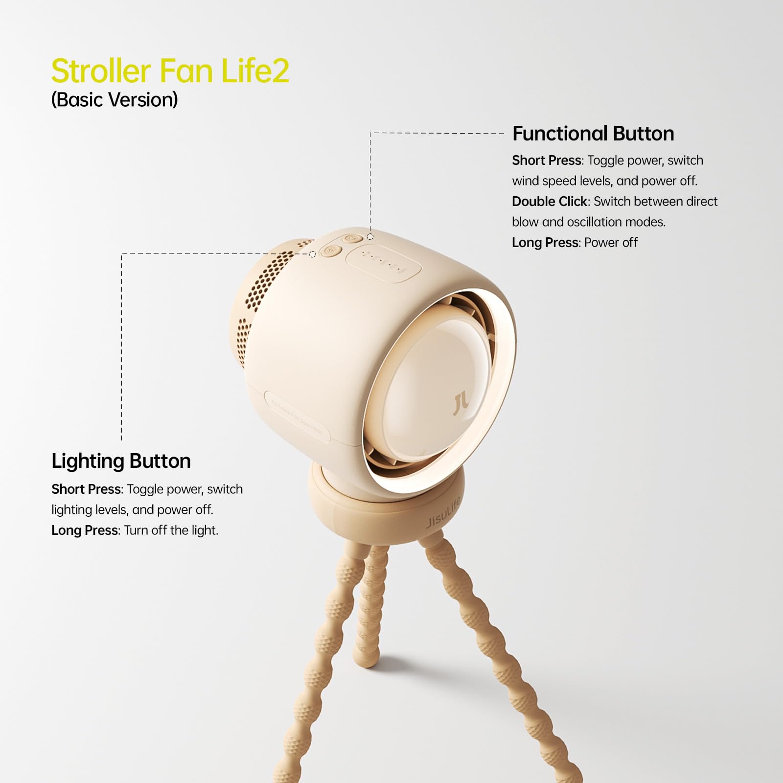 JISULIFE Stroller Fan portable design suits crib and desk use for many settings.
