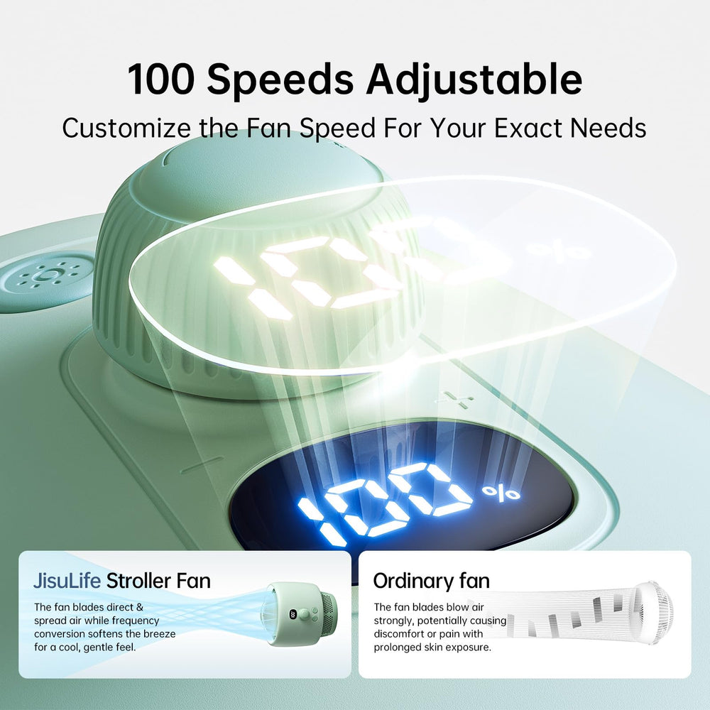 JISULIFE stroller fan LED night light with adjustable brightness