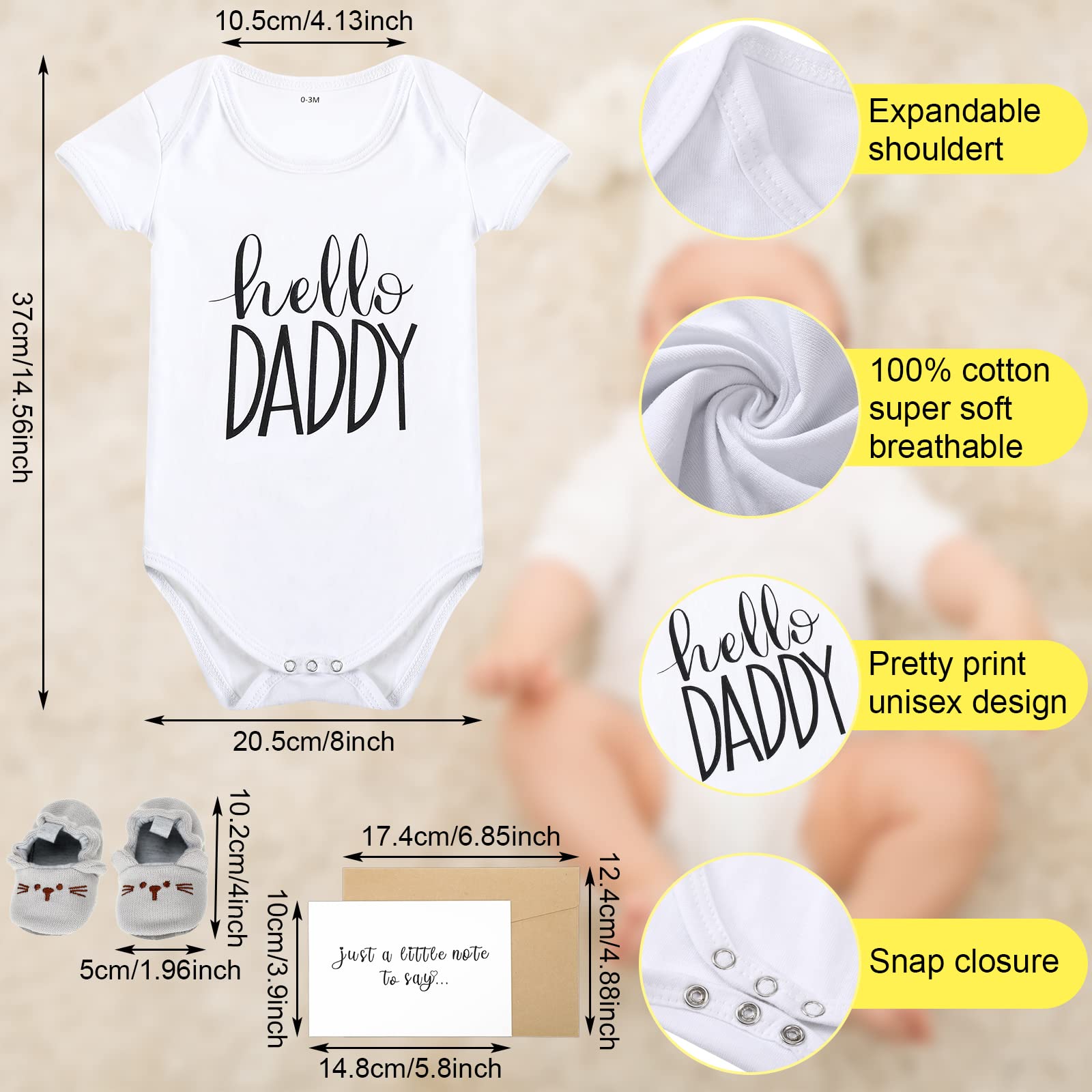 Jiuguva Hello Daddy bodysuit ready for newborn photos and soft comfort