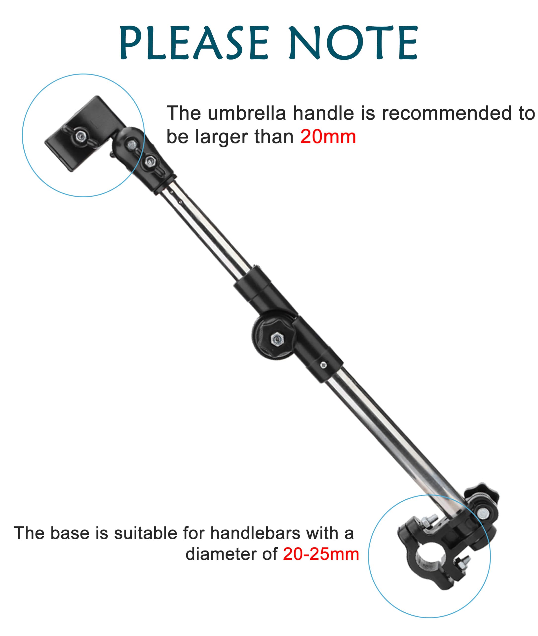 JIUKONG fits 20-25mm tubes for wheelchairs, walkers, and strollers with strong grip.