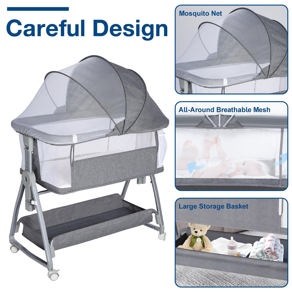 Jixrolyn all-around air mesh keeps baby cool and visible.