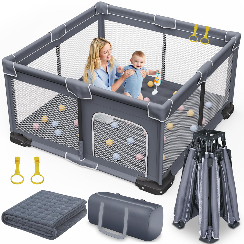 Jixrolyn foldable playpen mat setup demonstrates quick tool-free assembly for busy parents