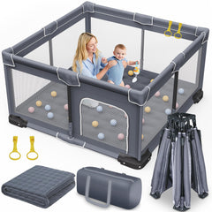 Jixrolyn foldable playpen mat setup demonstrates quick tool-free assembly for busy parents