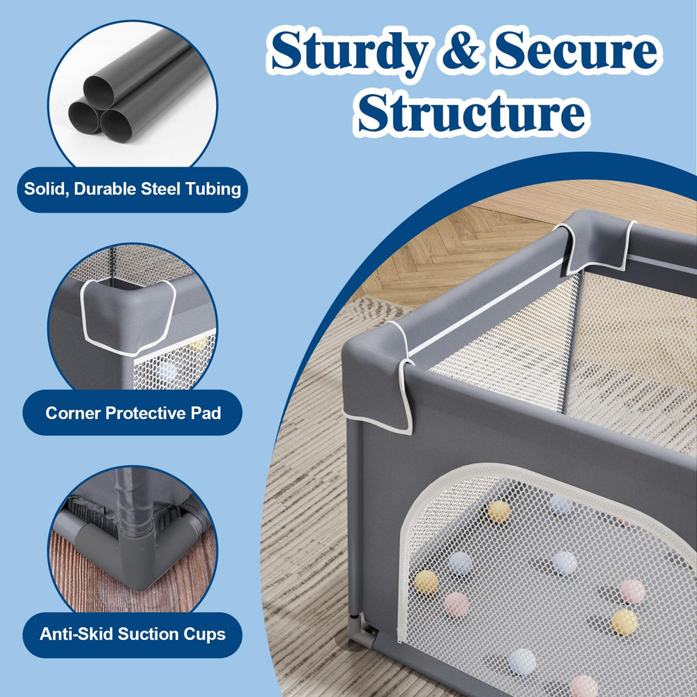 Jixrolyn small playpen exterior zipper door enables quick parent-child interaction.