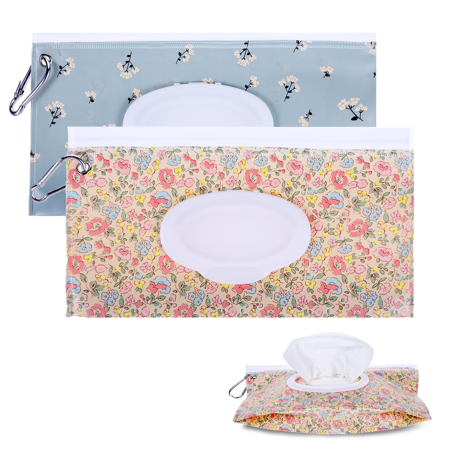 JIYIN wipe holder with flower pattern and hook for easy on-the-go attachment