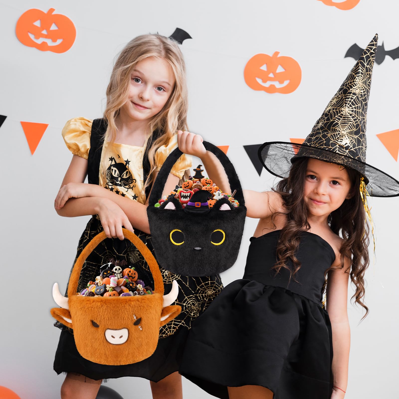 JIZWPOOM kid friendly Halloween decor basket on display