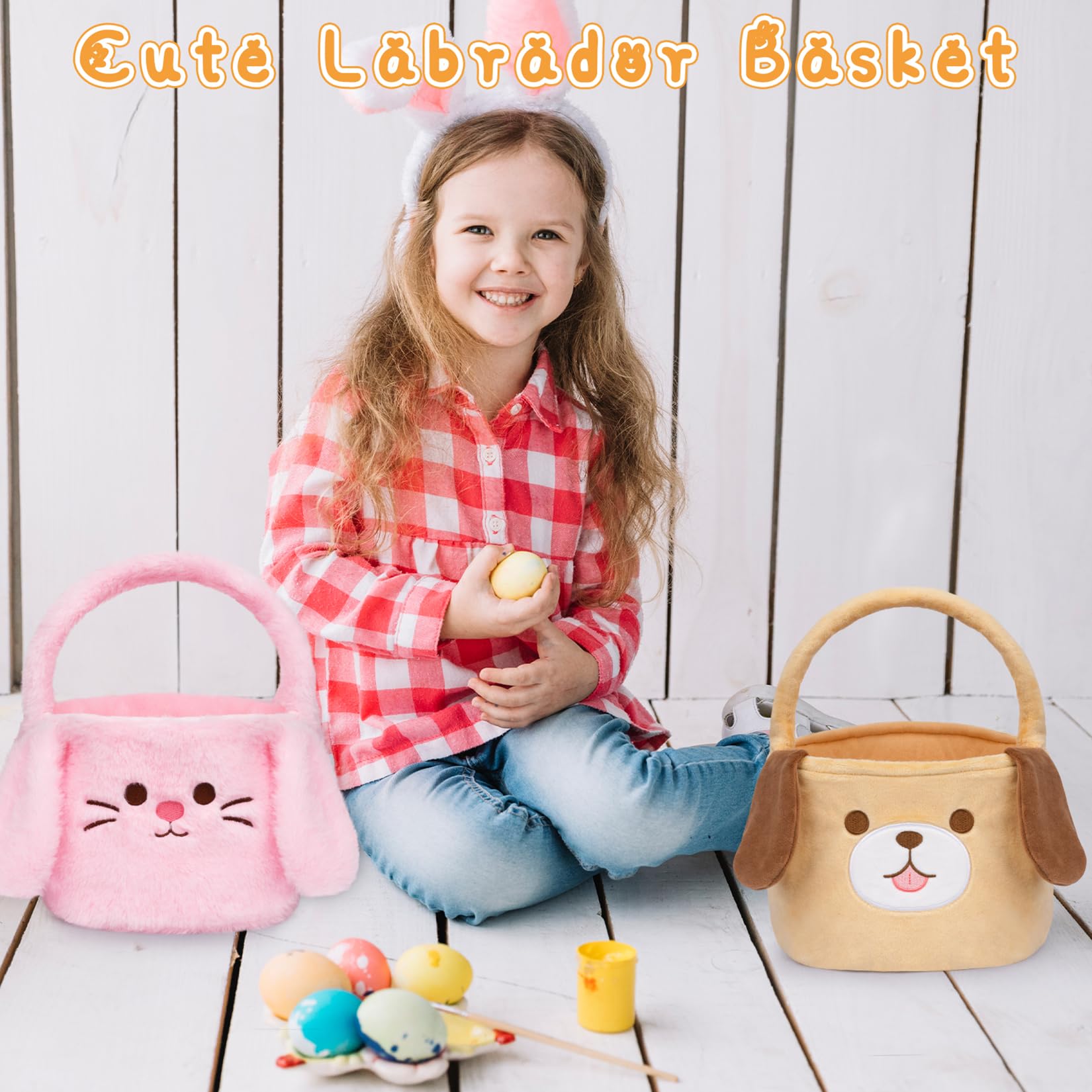 JIZWPOOM Easter basket decor option doubles as a cuddly storage piece