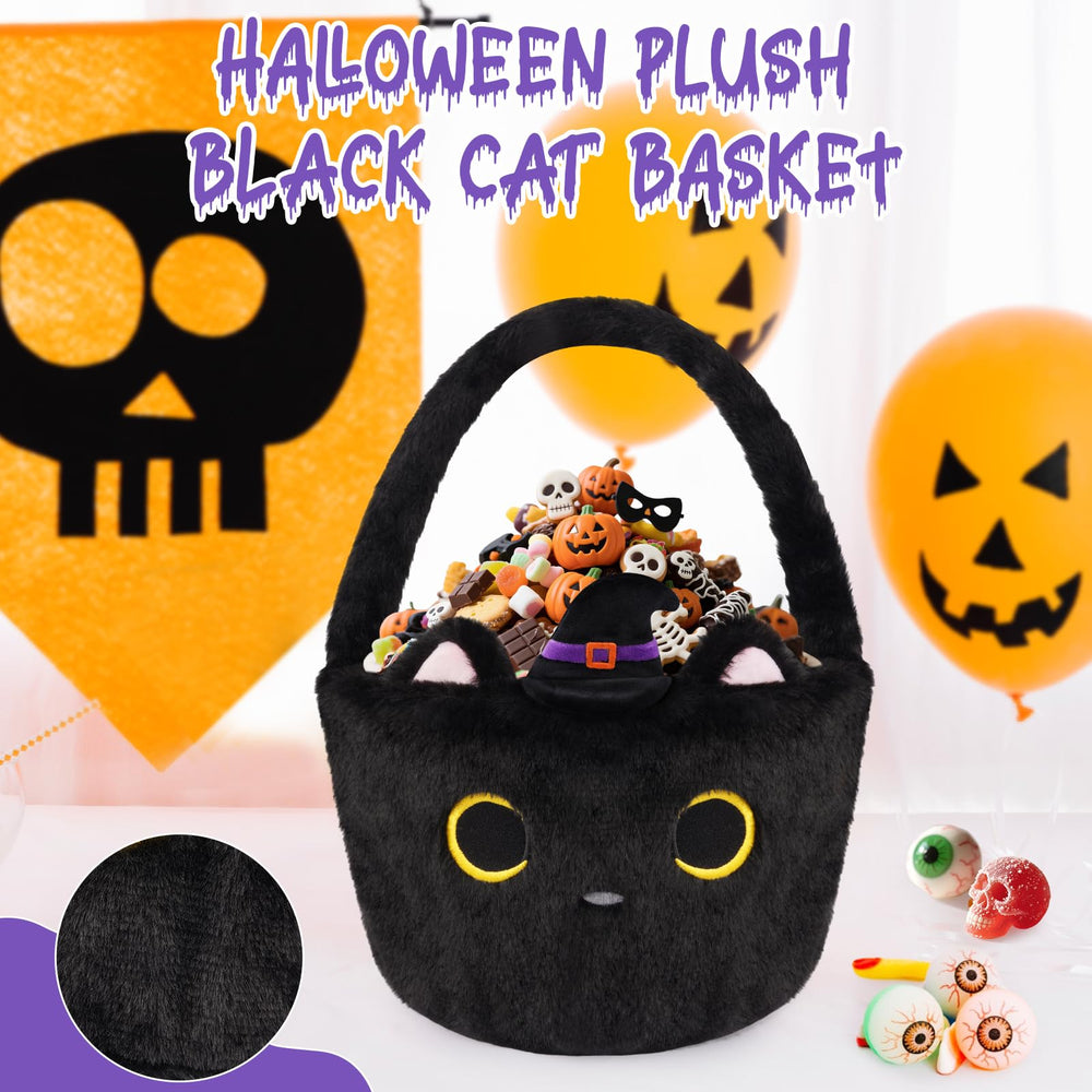 JIZWPOOM soft plush trick or treat bucket for lightweight candy or toys