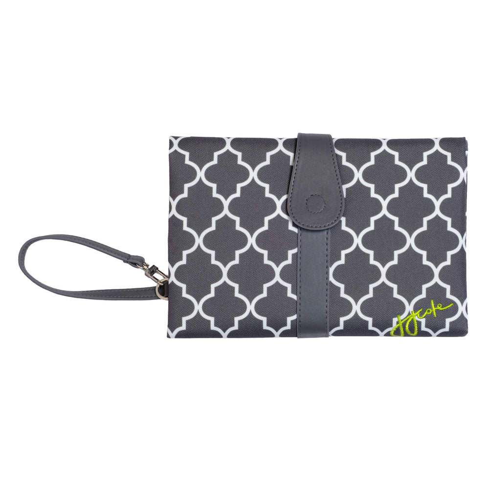 JJ Cole Diaper Changing Clutch Stone Arbor closed for portable on-the-go storage.