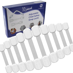 JJ MarketFlow child proof safety strap locks on a drawer show drill-free installation for quick safety