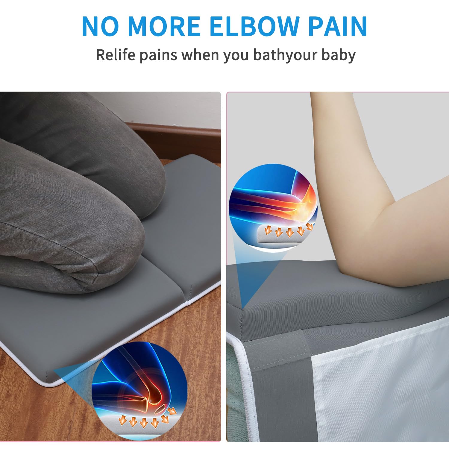 JJGoo elbow rest with suction cups securing to tub walls.