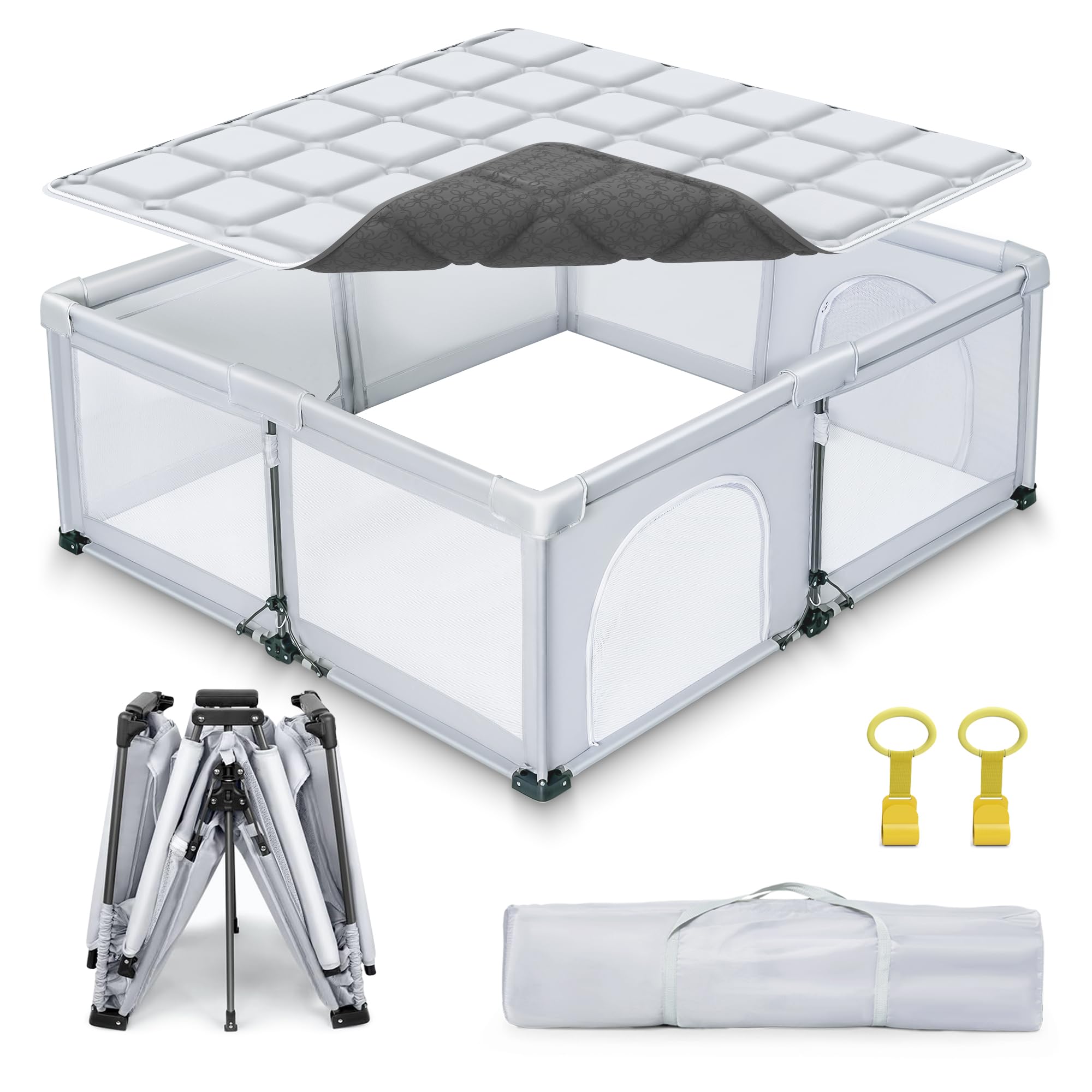 JJKAKA foldable baby playpen setup enables quick assembly for busy caregivers.