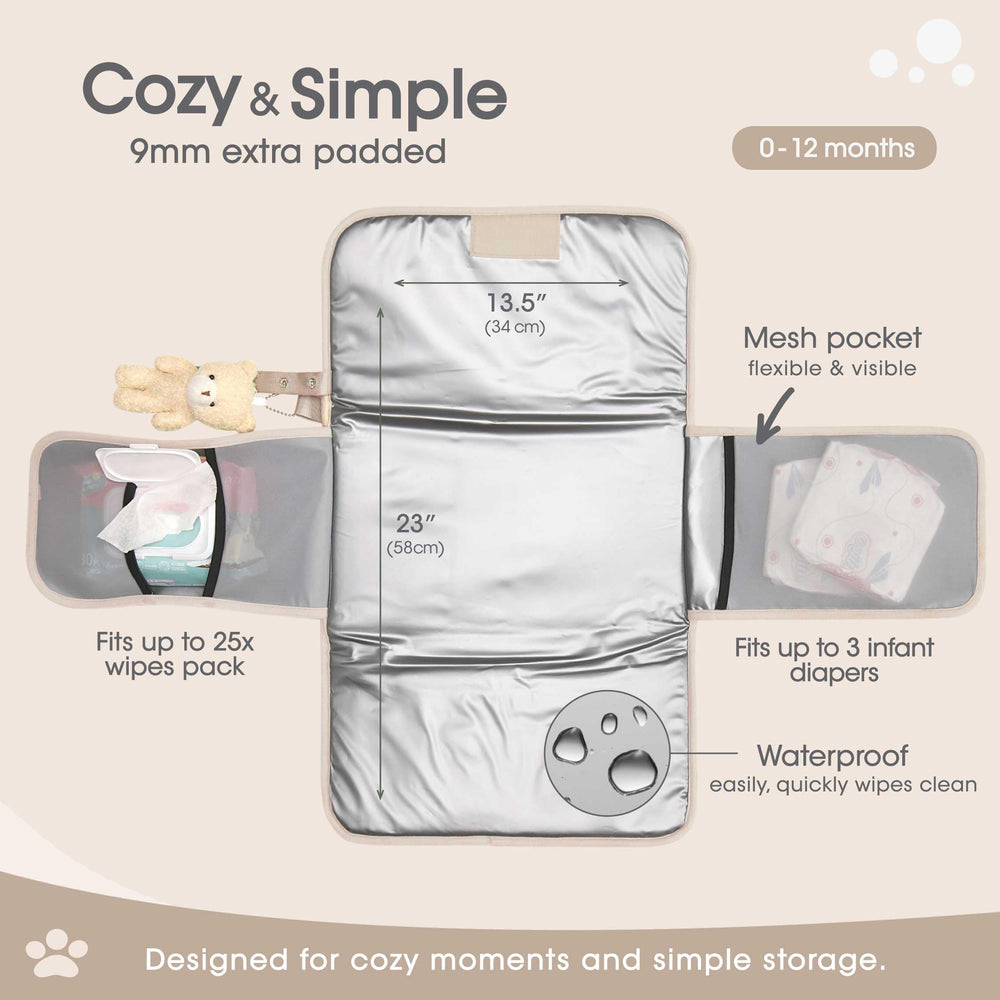 JJOO changing pad waterproof surface for quick wipe-clean diaper changes.