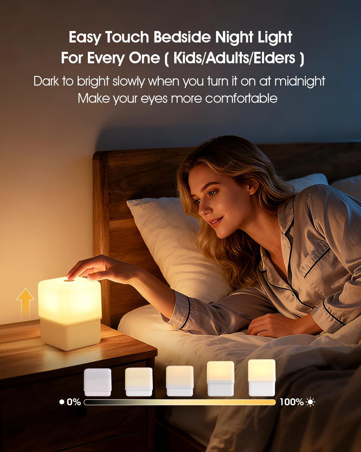 JJ&RY touch bedside night light with easy tap control for kids and adults