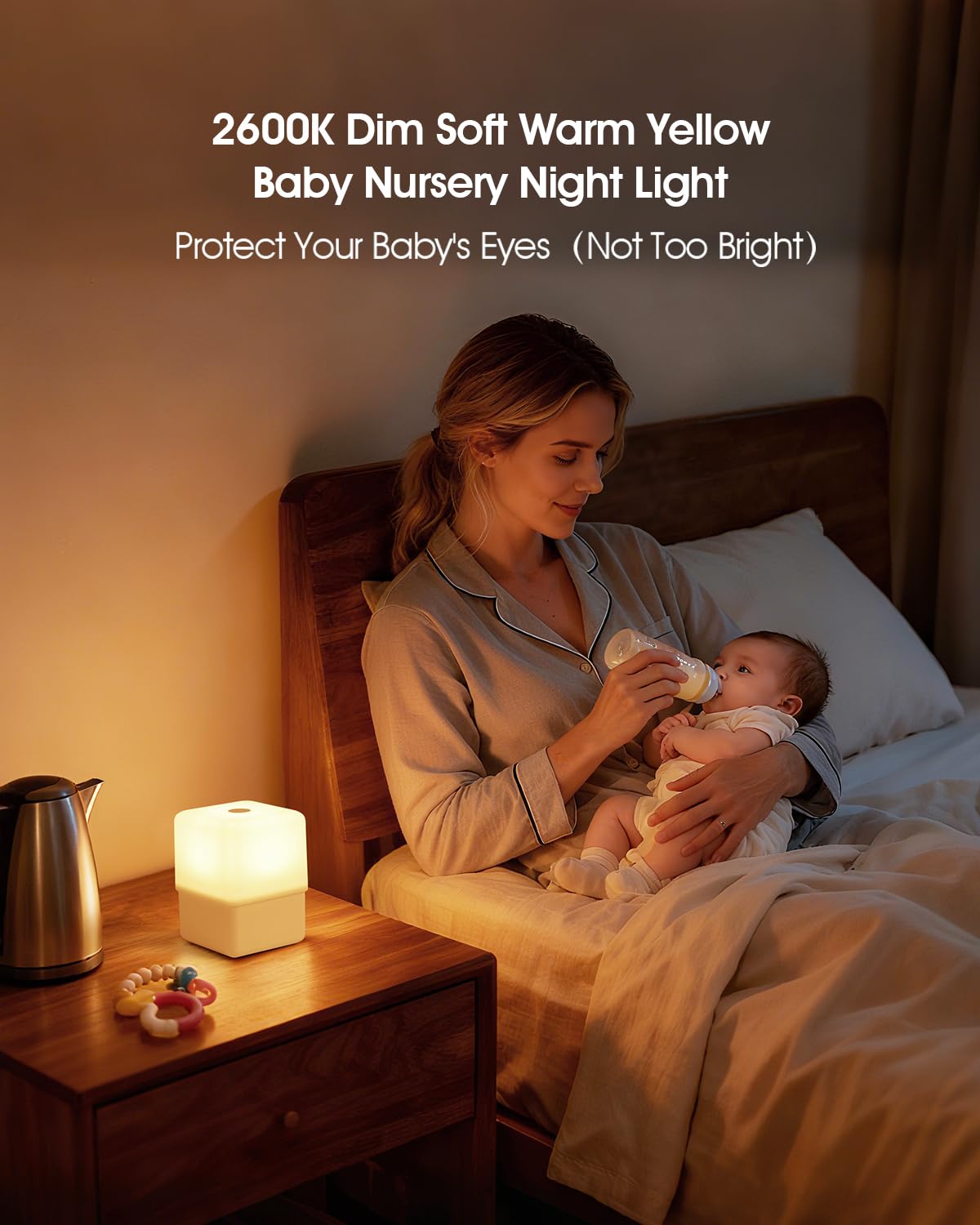 JJ&RY 2600K warm night light casts soft amber glow for eye-friendly evenings