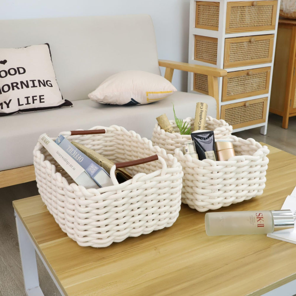 JJSQYLAN folded-flat white basket shows space-saving design