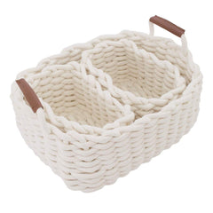 JJSQYLAN large white cotton rope basket on shelf for tidy storage