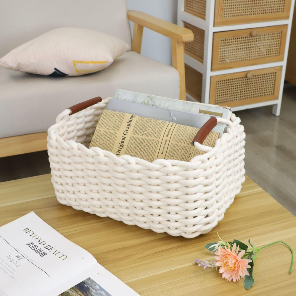 JJSQYLAN washable cotton rope basket with easy-care texture