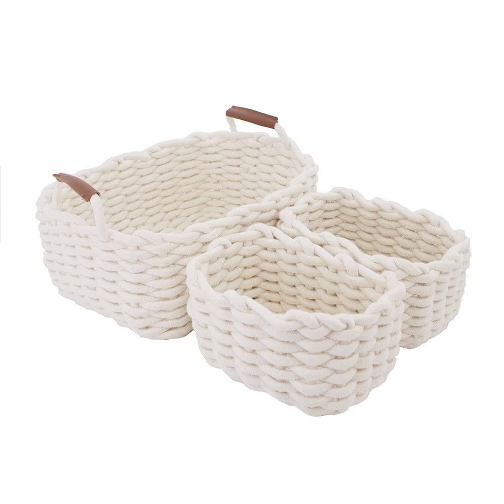 JJSQYLAN packaging-ready cotton rope basket set for easy unboxing