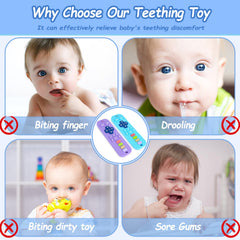 Jkevow baby teether color close-up with bright visuals to engage baby during teething