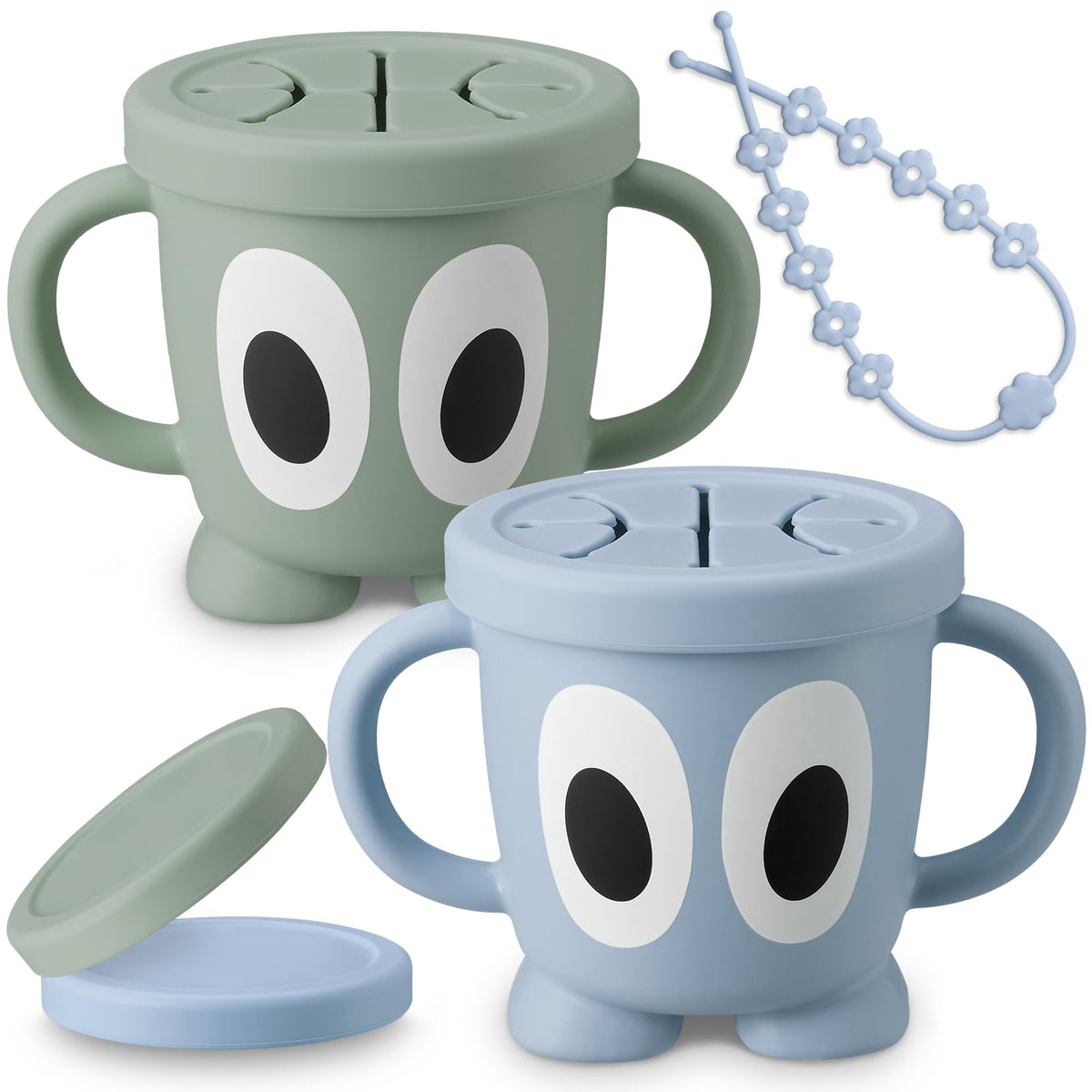 Jkevow silicone snack cups with spill-proof design keep snack time tidy and stress-free.
