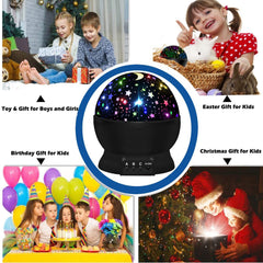 JKGIFTS night light with 360-degree rotation projects a full starry sky.