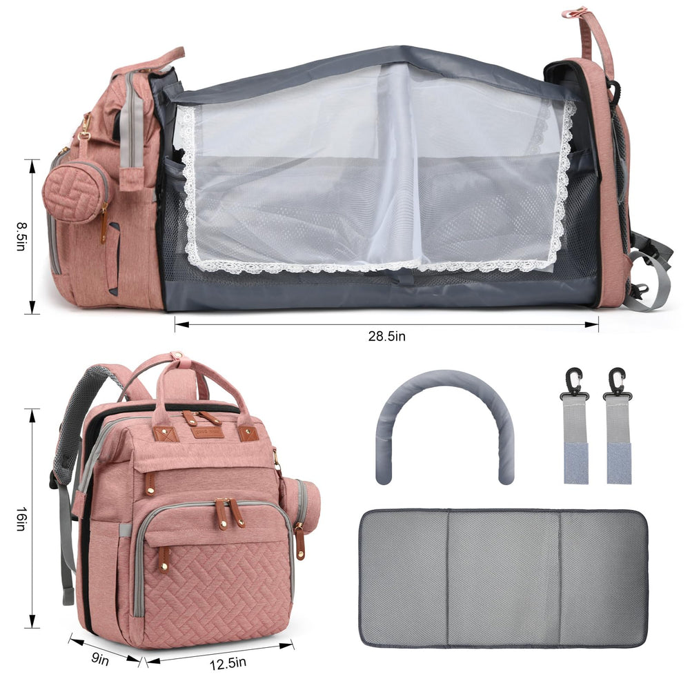 JKJRJJ diaper bag backpack offers insulated bottle pocket to keep drinks ready.
