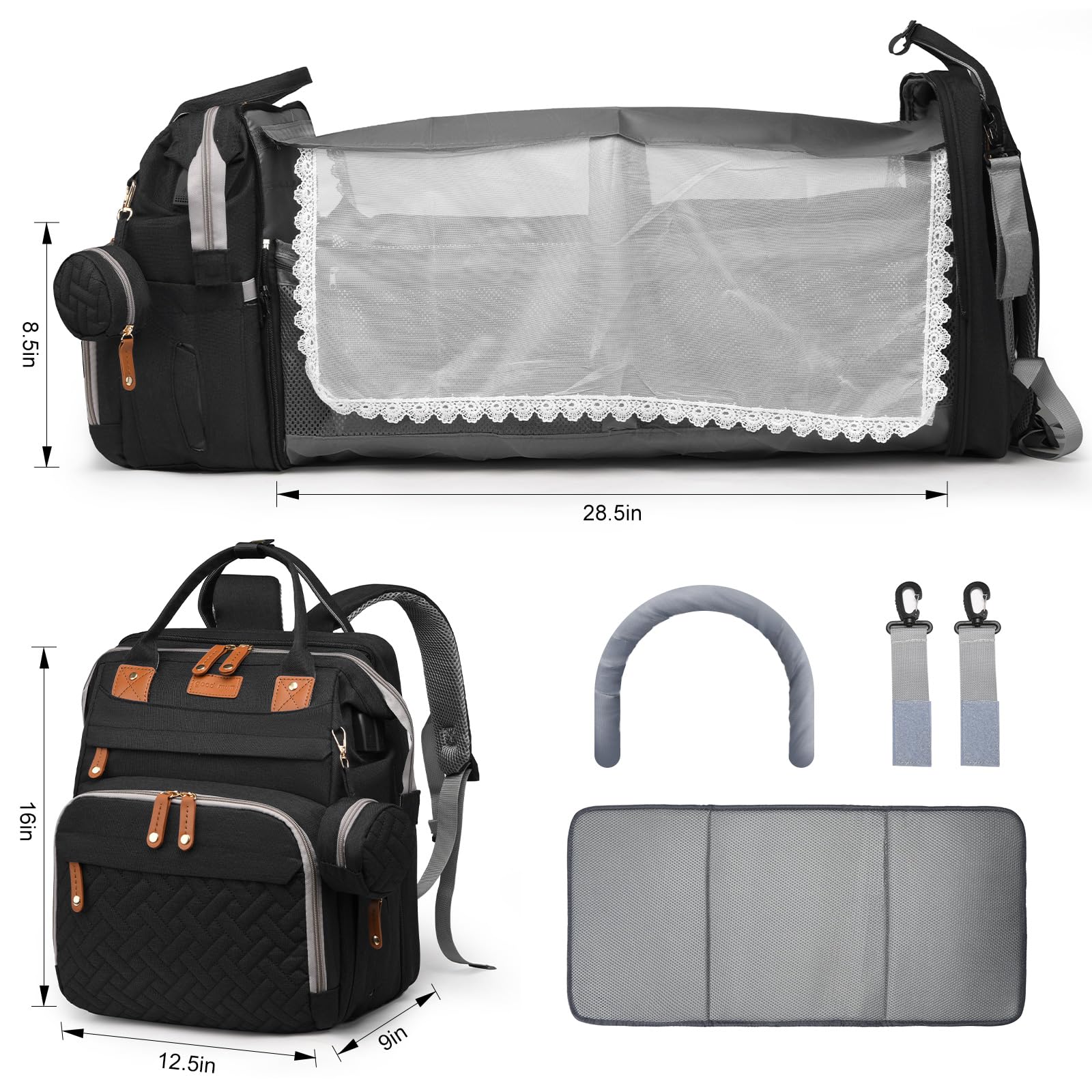 JKJRJJ diaper bag backpack insulated wet/dry pocket keeps bottles and clothes separate