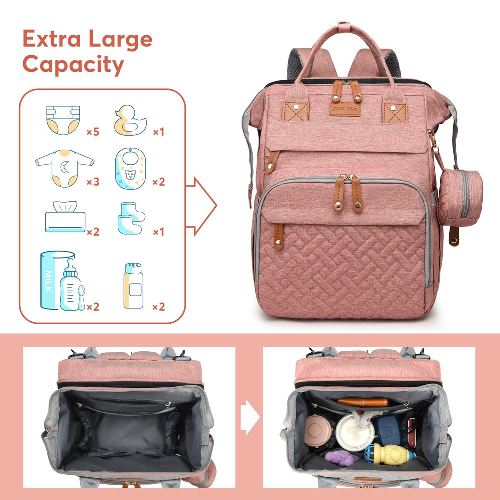 JKJRJJ diaper bag backpack features large capacity pockets for diapers, bottles and clothes.