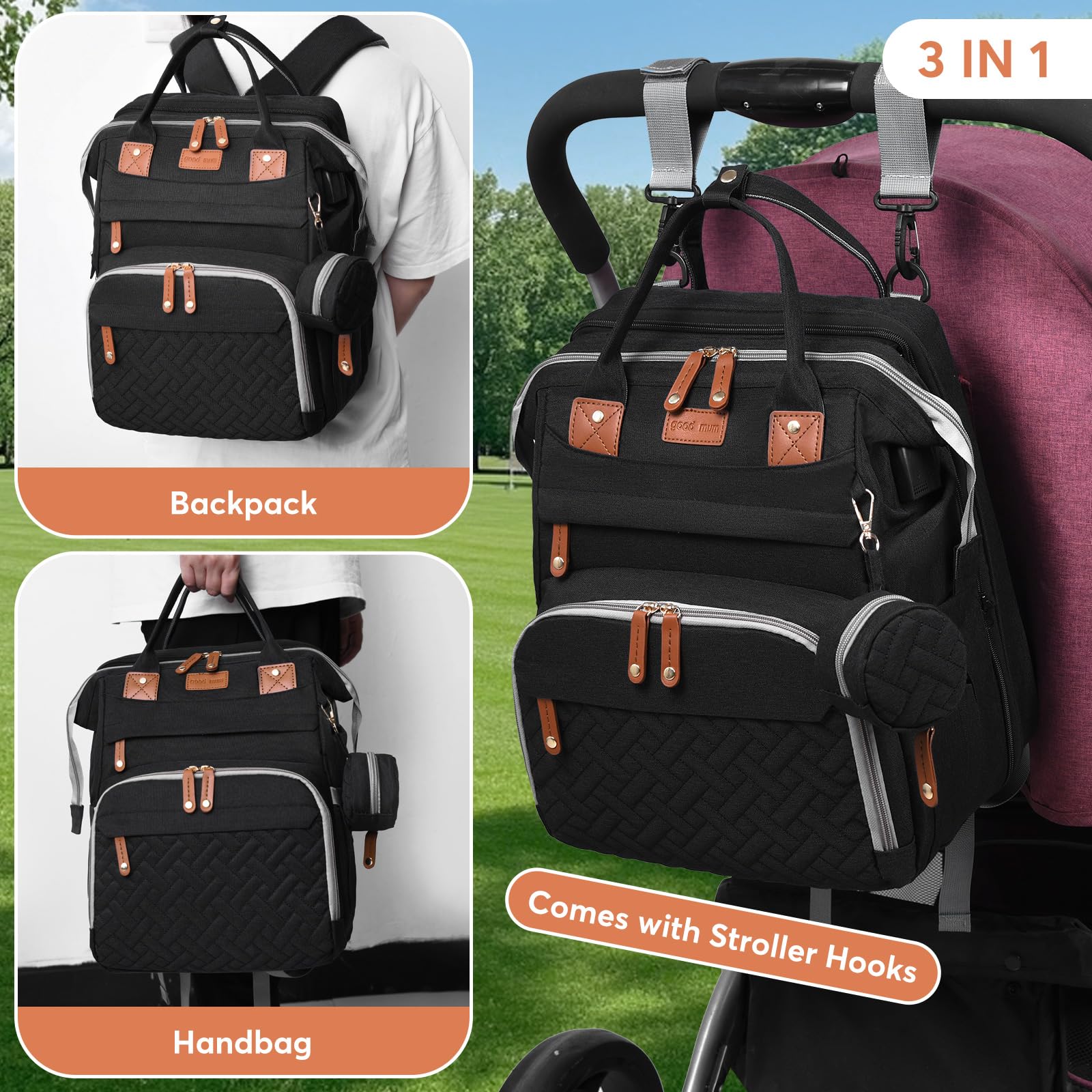 JKJRJJ diaper bag backpack removable toy arch to entertain baby outside