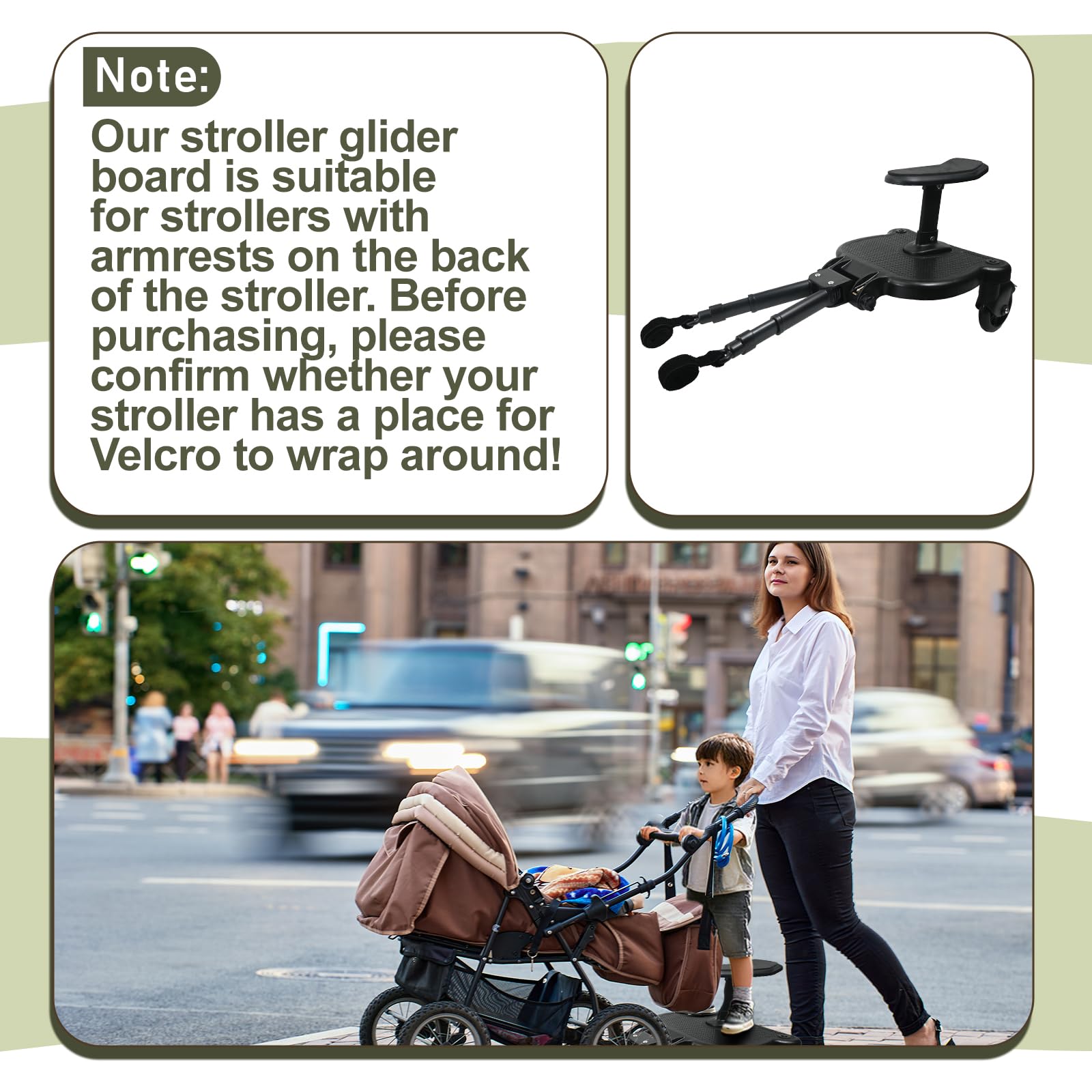 JKLESA stroller board strap for hanging and storage under handlebars