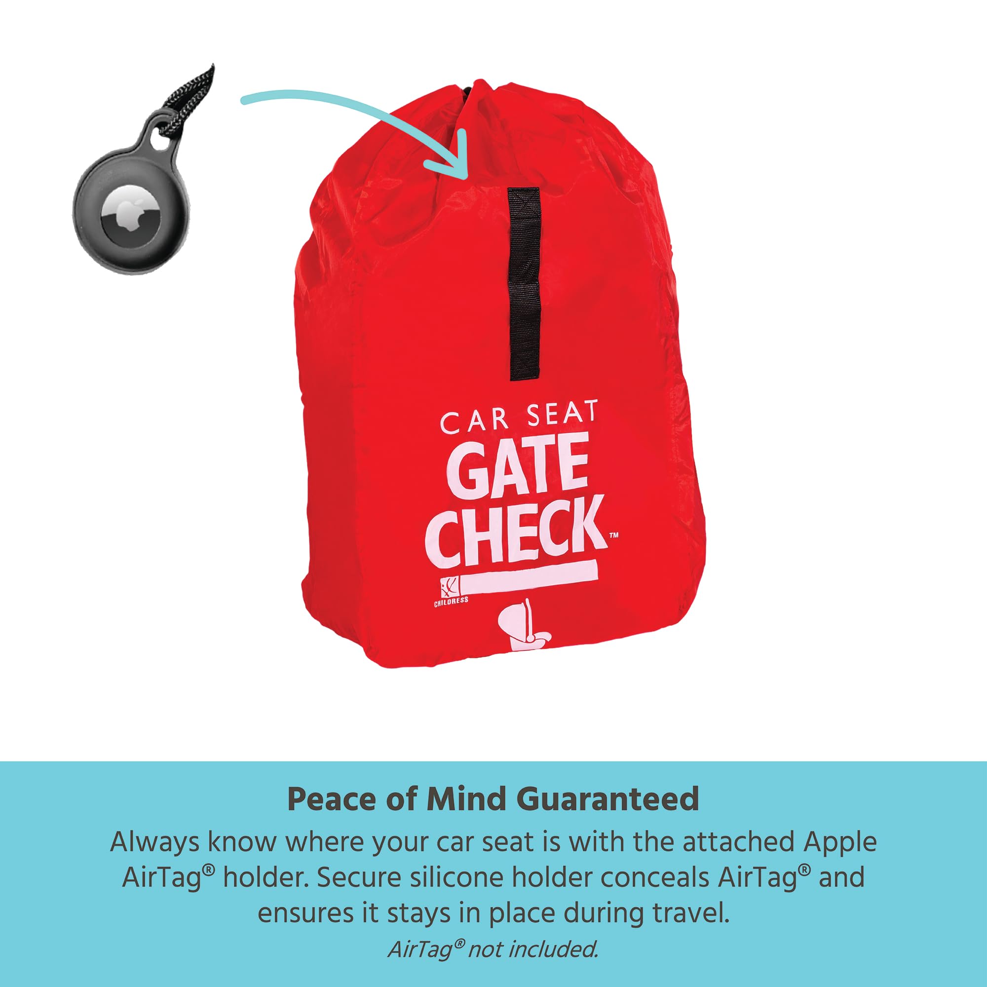 J.L. Childress Gate Check Bag AirTag inside for luggage tracking during flights.