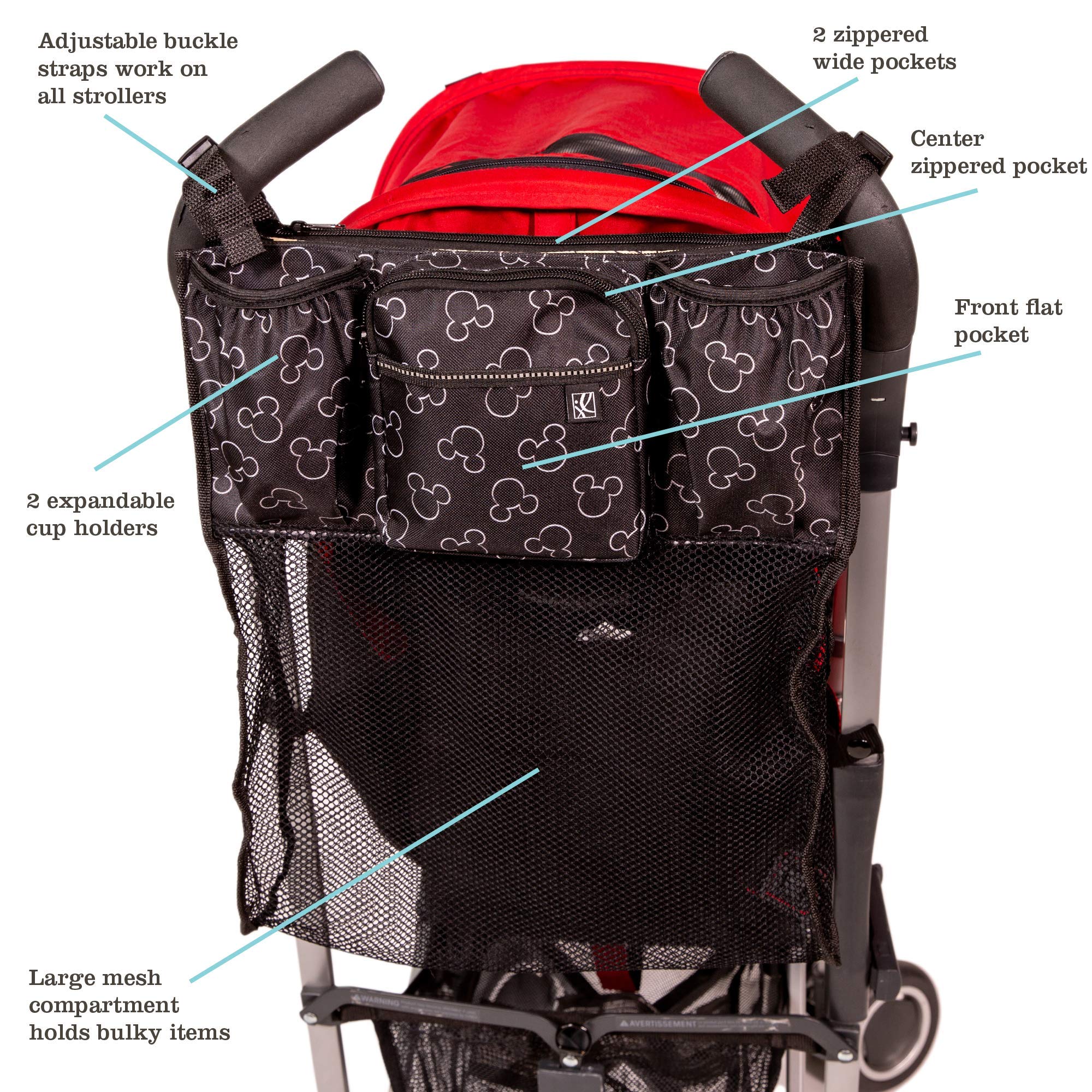 J.L. Childress Cups 'N Cargo with cup holders keeps bottles secure on strolls