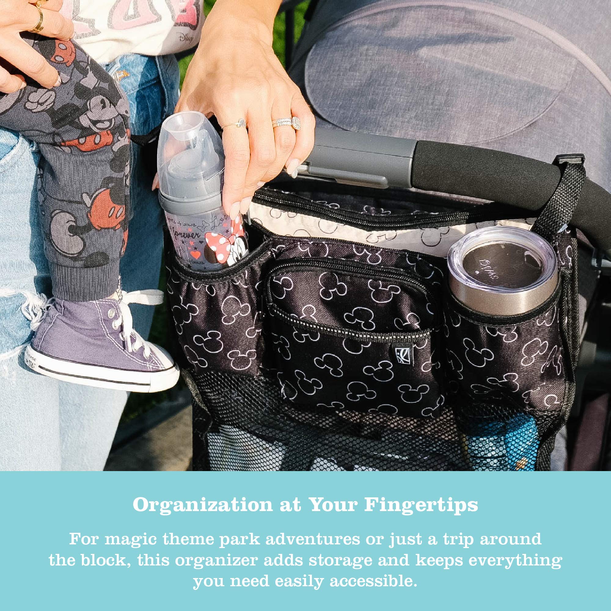 J.L. Childress Cups 'N Cargo pocket-storage section ideal for diapers and wipes