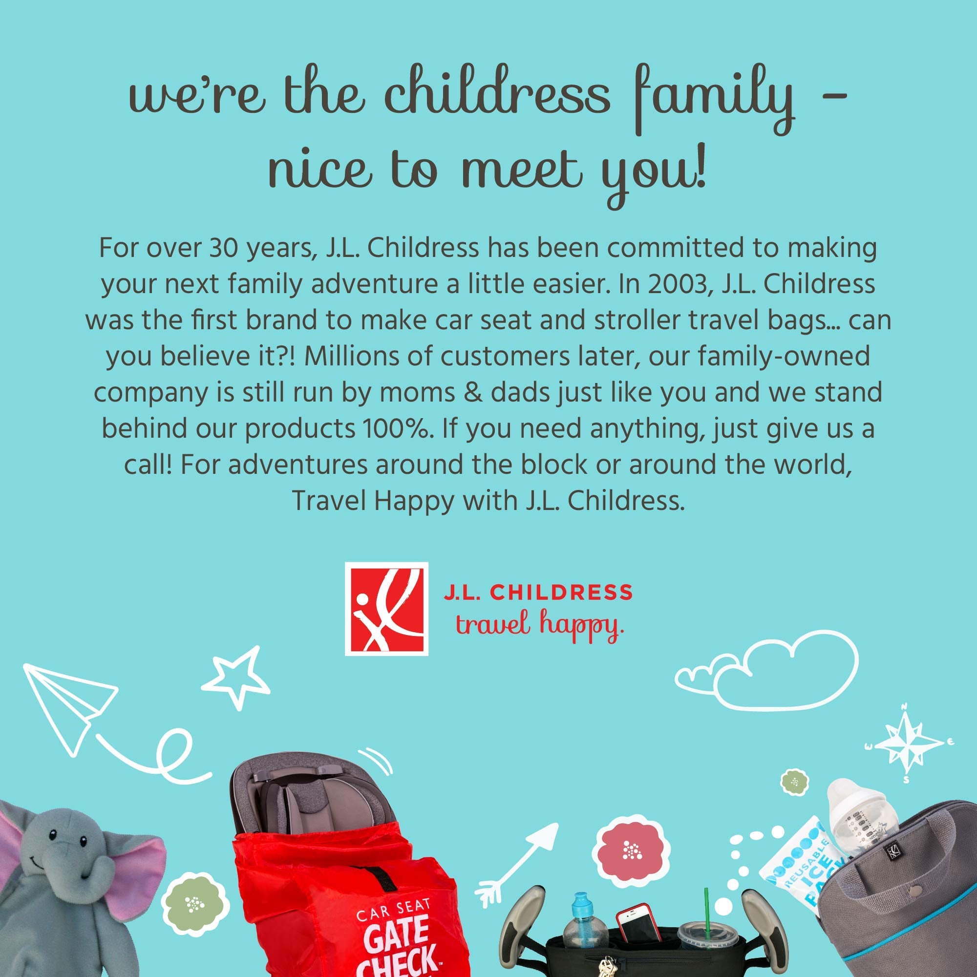 J.L. Childress gate-check bag dimensions-46x21x13 accommodate most standard strollers