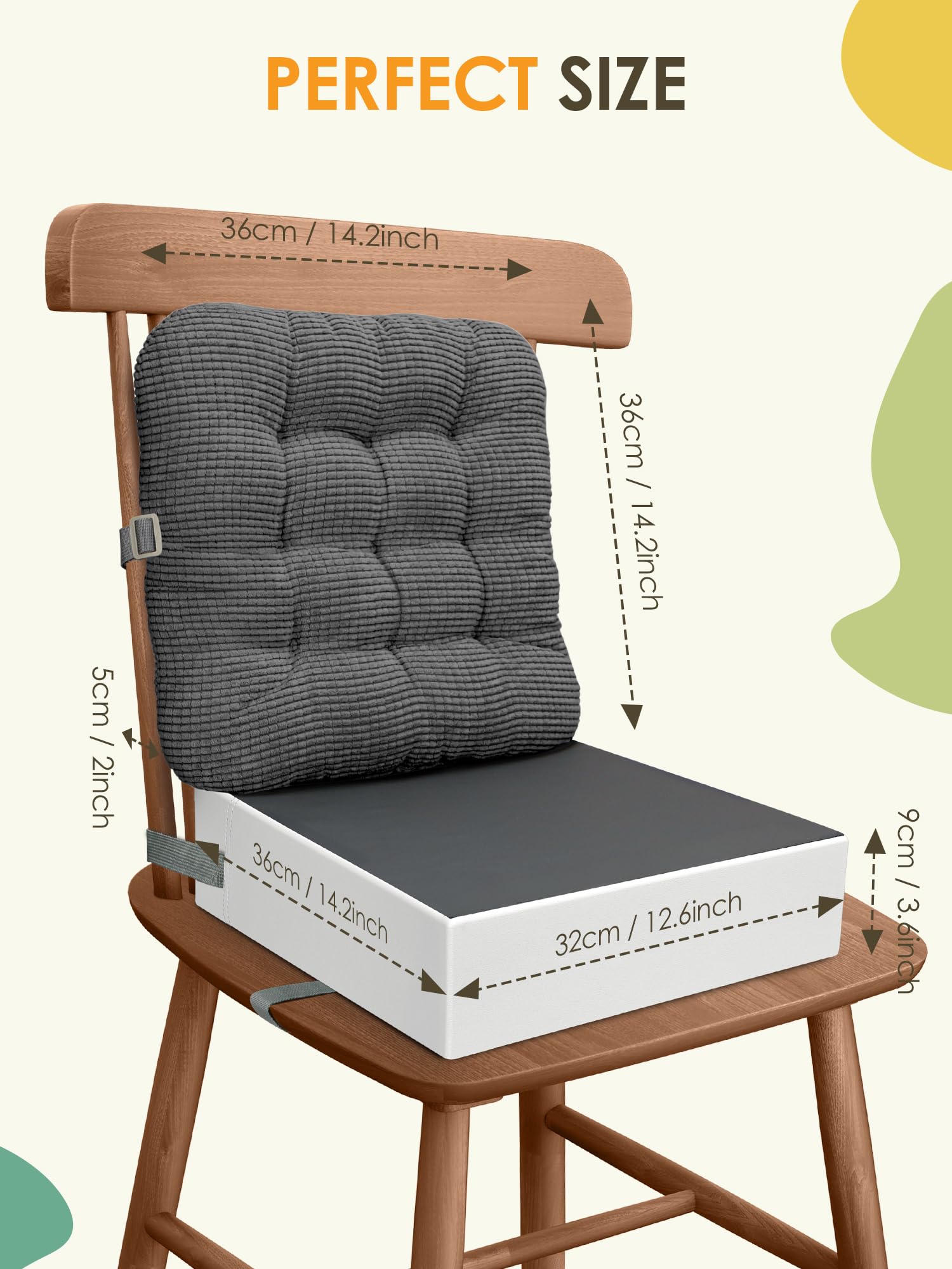 JLGCUF booster-seat backrest corduroy closeup shows posture-supporting back.