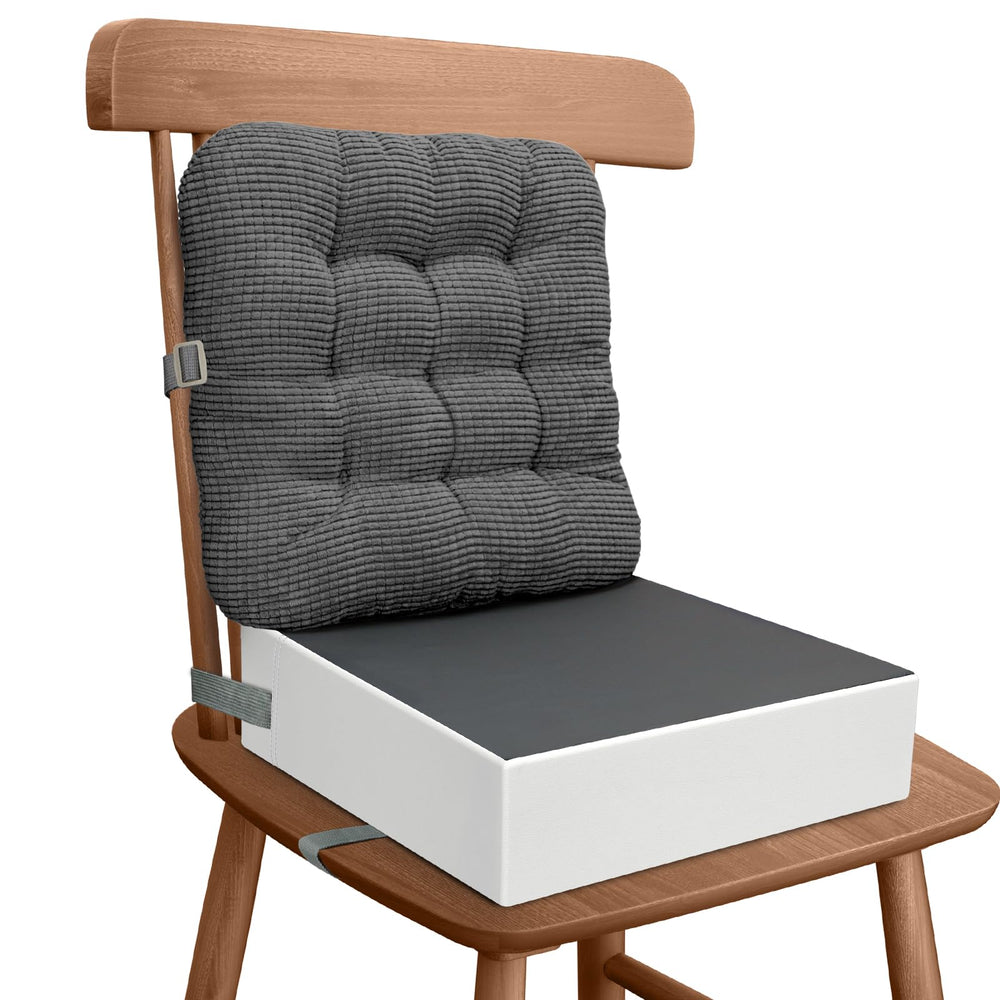JLGCUF booster-seat cushion closeup highlights comfortable dining support.