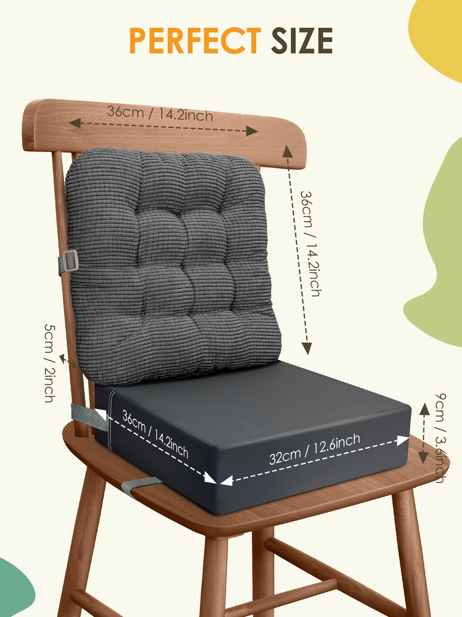 JLGCUF booster seat shown as portable, travel-ready cushion for picnics and outings.