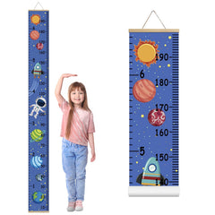 JLNGTHONG height chart with blue planet patterns for playful growth tracking.