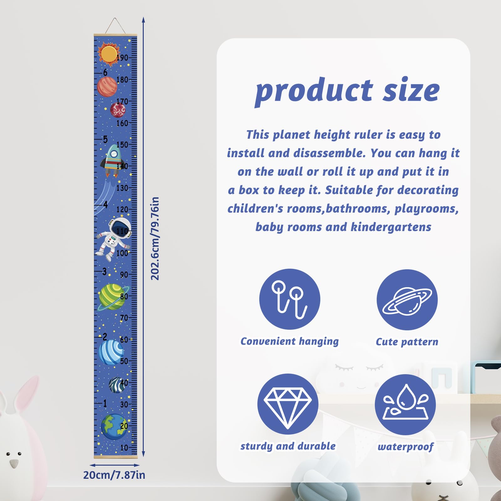 JLNGTHONG wall decor height chart enhances nurseries with starry design.