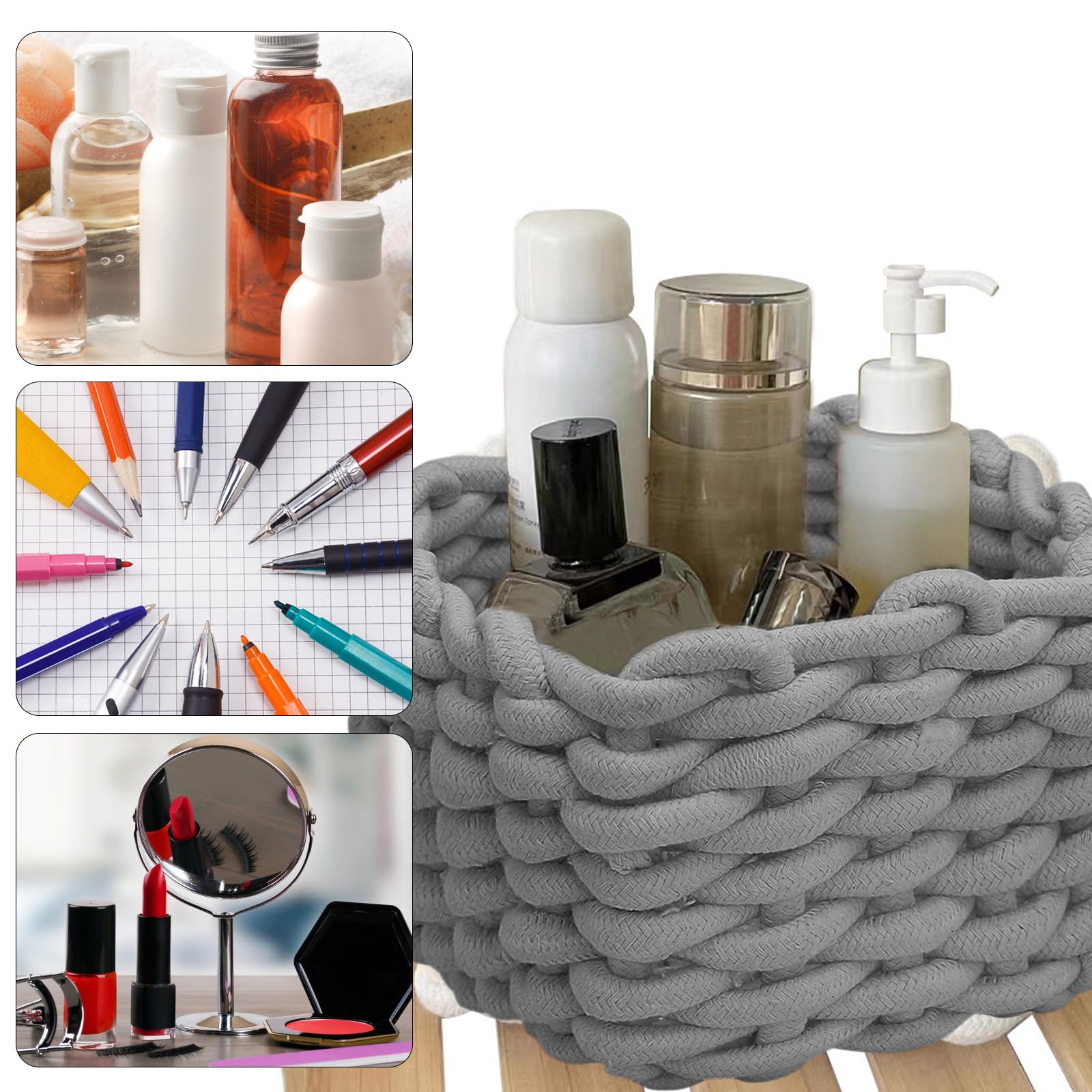 JLNGTHONG small woven basket gray decor setup holds small decor or gifts