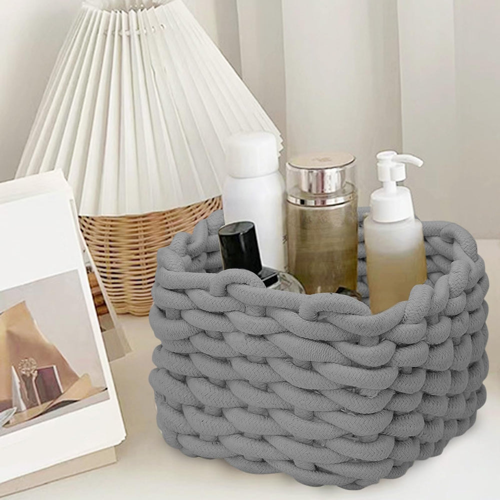 JLNGTHONG small woven basket gray in baby room offers cute organizing option