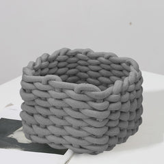 JLNGTHONG small woven basket gray on shelf demonstrates space-saving storage