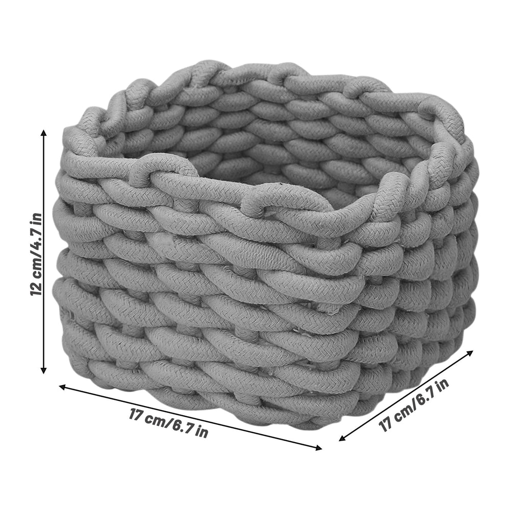 JLNGTHONG small woven basket gray side view ideal for cosmetics and small items