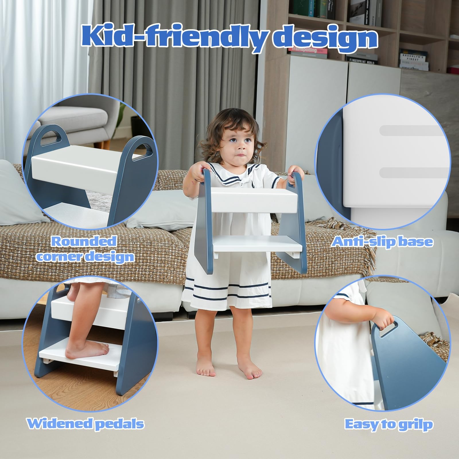 JPMKPD Fresh-Blue stool used for kitchen dishwashing tasks