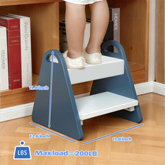 JPMKPD Fresh-Blue toddler step stool side view showing stable base